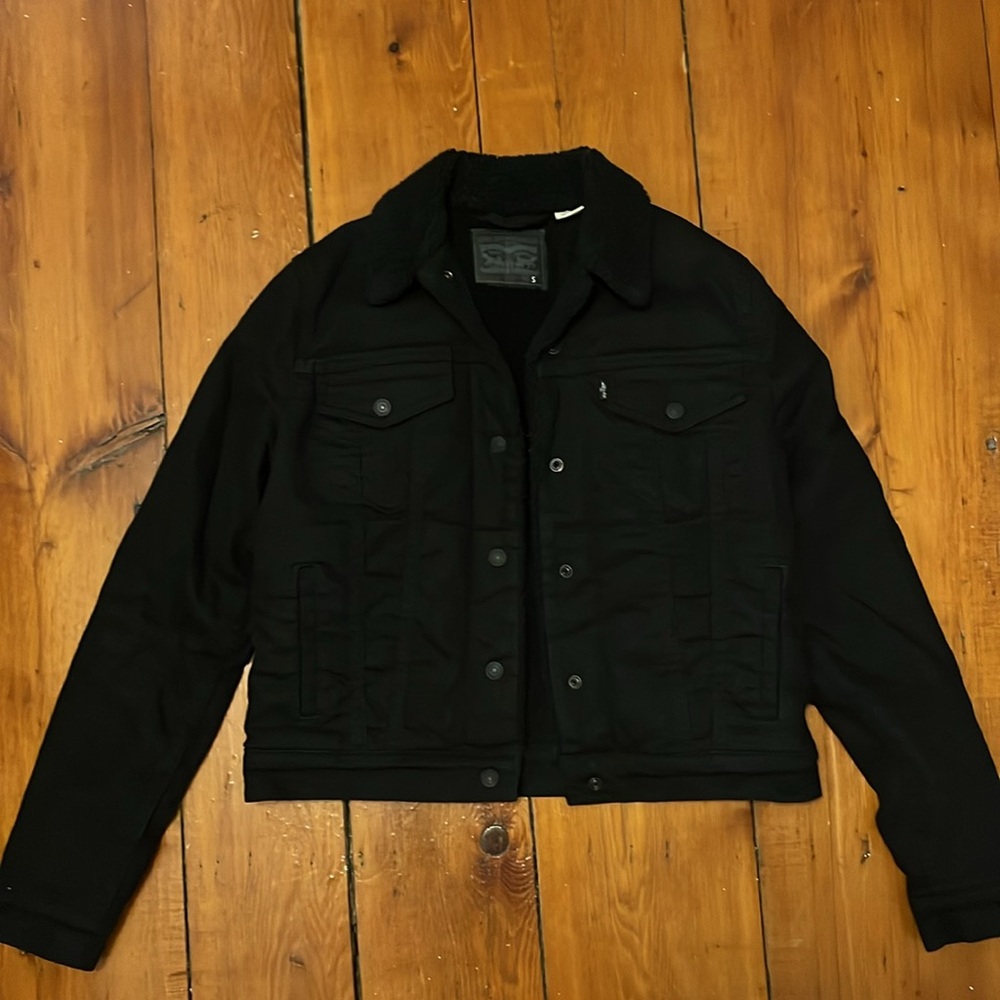Levis Sherpa Black Denim Jacket